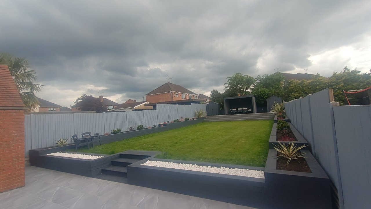 Fence, Decking and raised bed flower